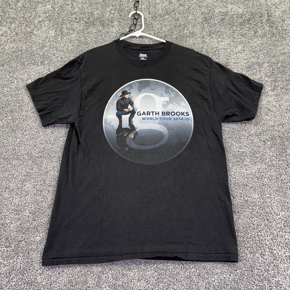 Hanes Shirt Mens Large Black Garth Brooks World Tour 2014-15 Graphic Tee Concert